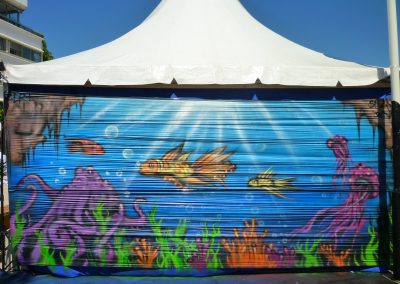 Graffiti Street art Décoration pour l' Equit Event 2011 à Saint Laurent du Var (06) Thématique : Fond marin