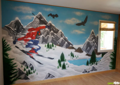 Décoration dans une chambre d'enfant freerider à Saint Pierre en Faucigny en Haute-Savoie 2019