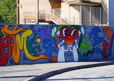 Fresque murale avec la participation des élèves de l'école de Cuers dans le Var (83) Graffiti Street art 2023