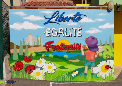 Fresque murale initiation avec les collégiens à Callian dans le Var (83) Graffiti Street art 2021