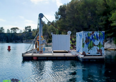 Réalisation d'un camouflage sur les containers de l'école de scaphandrier à Saint Raphael dans le Var ( 83 ) 2022 Graffiti Street art