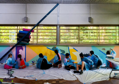 Fresque murale avec la participation des jeunes de la MJC de Ranguin dans les Alpes Maritimes (06) Graffiti Street art 2022