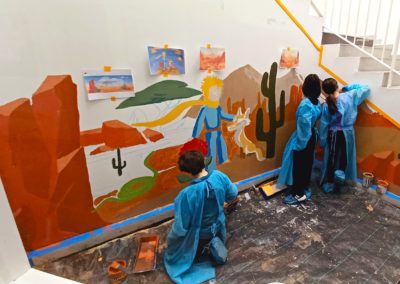 Fresque murale le petit prince avec la participation des élèves de l'école Fréderi Mitan à Vedène dans le Vaucluse ( 84 ) Graffiti Street art 2024