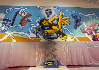 Décoration murale ( 180 m² ) dans le gymnase à Cuers dans le Var ( 83 ) 2026 Graffiti Street art