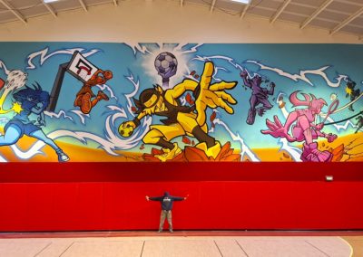 Décoration murale ( 180 m² ) dans le gymnase à Cuers dans le Var ( 83 ) 2026 Graffiti Street art