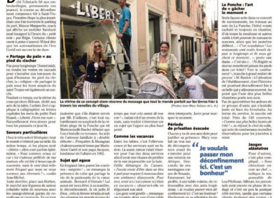 Article de presse Var matin Décoration sur la vitrine du show room de la galerie Milouin à Saint Tropez dans le Var (83) 2021
