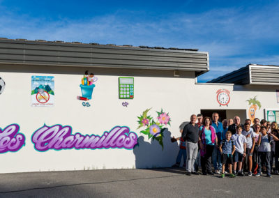 Inauguration de la fresque de l'école des Charmilles à Thyez en Haute-Savoie (74) Graffiti Street art 2018